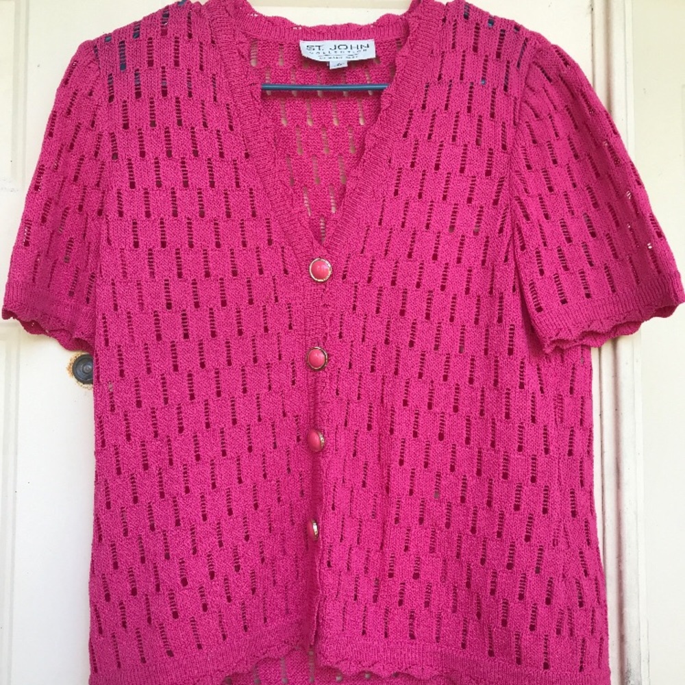 Fuchsia St John Crochet Skirt Suit Size 4